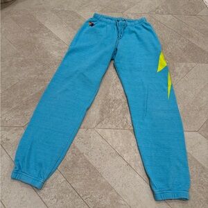 Aviator Nation Blue Joggers with Yellow Lightning Bolt